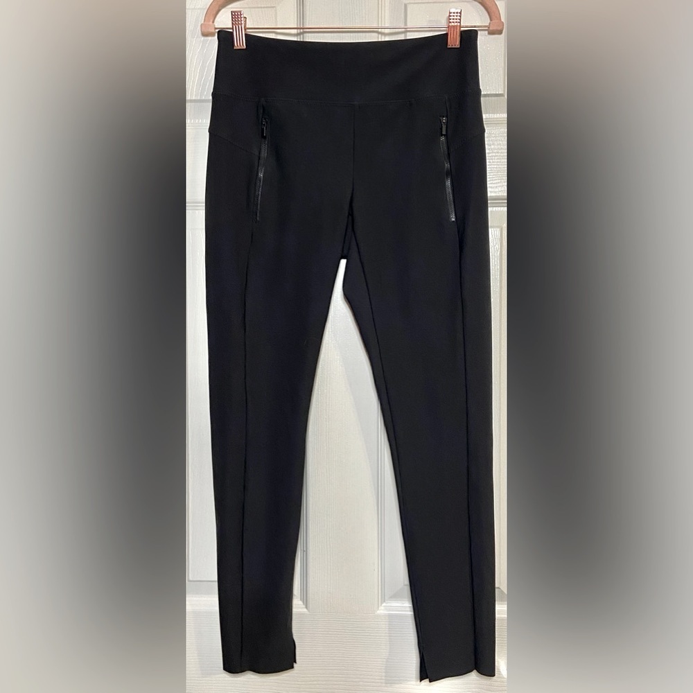 Athleta Eastbound Straight Pant Black Ponte Tencel Spandex Travel Pockets Size S